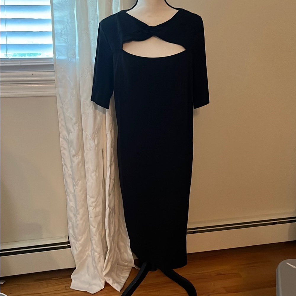 Eloquii Black Asymmetrical Sheath Dress